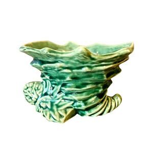Vintage McCoy Pottery Green Cornucopia Planter Vase 3.5" Tall